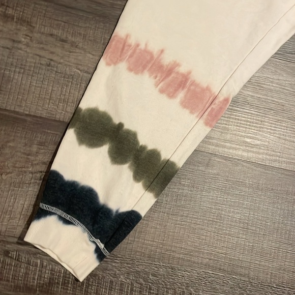 Maurices joggers size large - zipper pockets, cream with pink green navy details - Picture 2 of 5